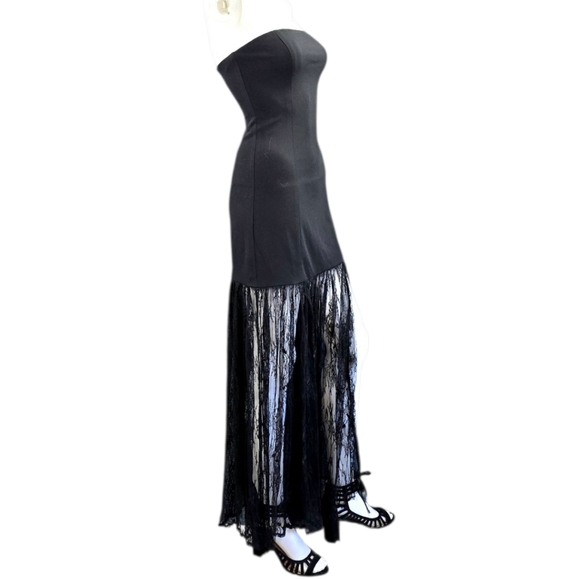 Lulus Vesna Black Mixed Media Strapless Maxi-Dress Size S - Picture 12 of 16